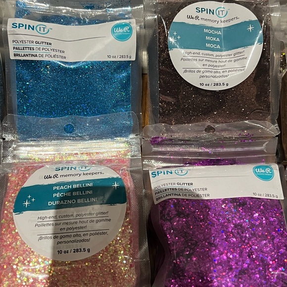 We R Memory Keepers SPIN IT POLYESTER GLITTER 5 NEW 8 used once- 10 oz bags each - Picture 4 of 17